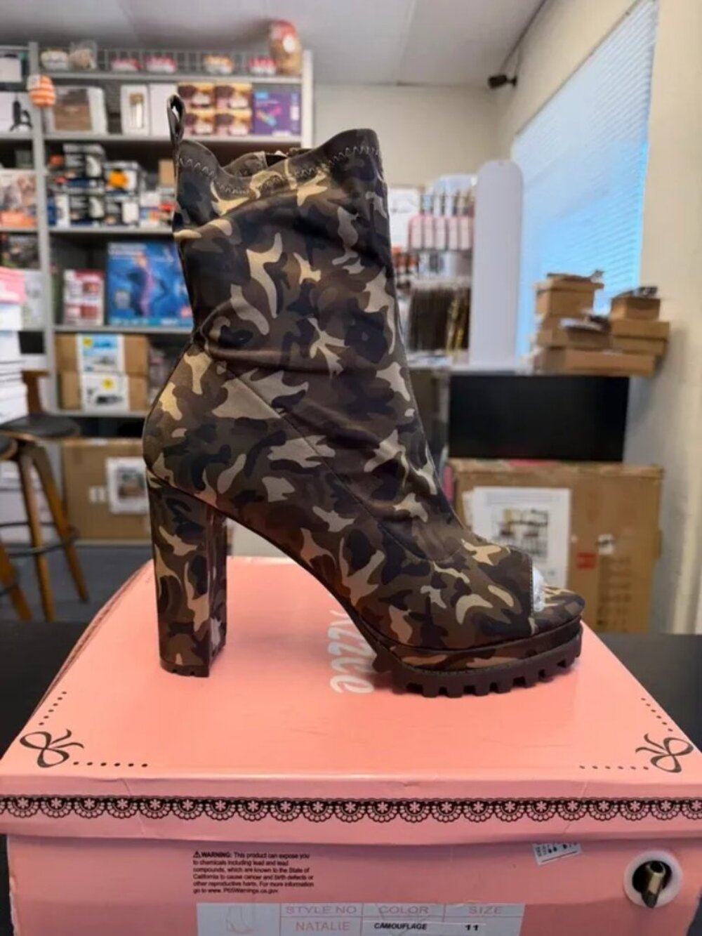 Pazzle Camouflage Peep-Toe Ankle Boots